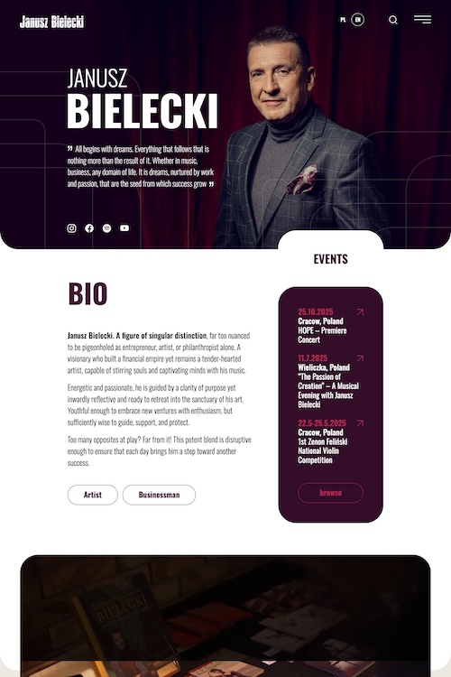 Screenshot of the Janusz Bielecki website