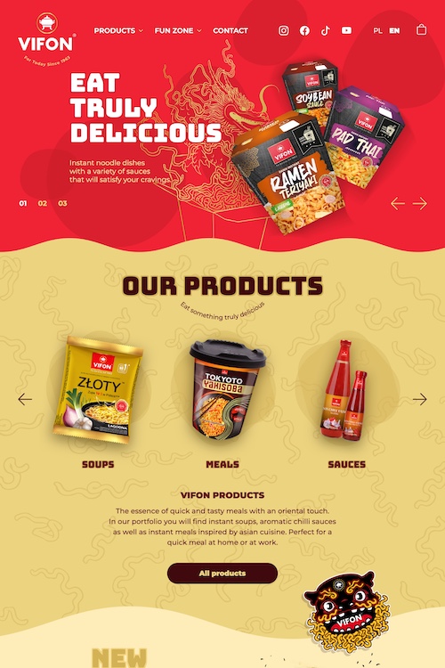 Screenshot of the Vifon website