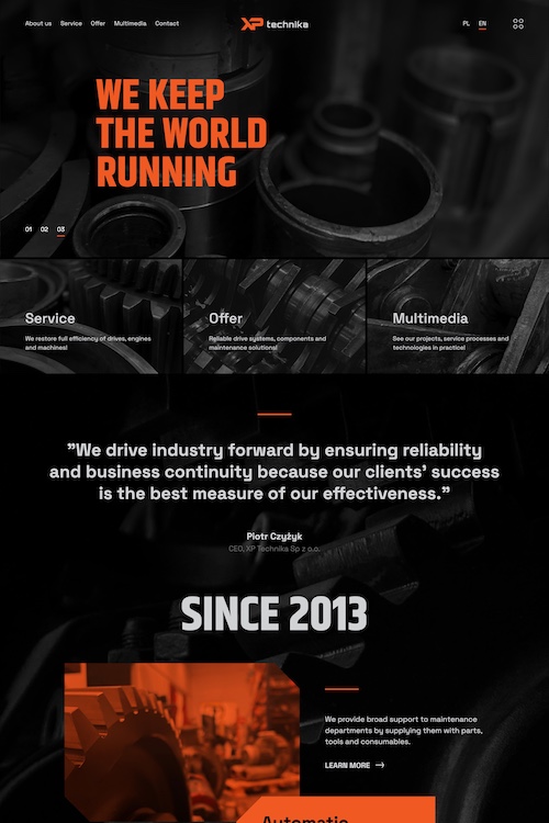 Screenshot of the XP Technika website